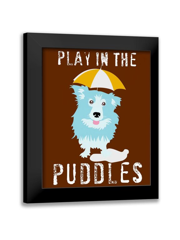 Oliphant, Ginger 12x14 Black Modern Framed Museum Art Print Titled - Play in the Puddles
