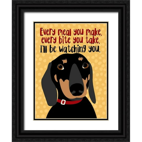 Oliphant, Ginger 15x18 Black Ornate Wood Framed with Double Matting Museum Art Print Titled - Dachshund Every Meal You Make