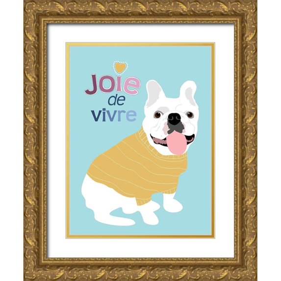Oliphant, Ginger 25x32 Gold Ornate Wood Framed with Double Matting Museum Art Print Titled - French Bulldog Joie de vivre