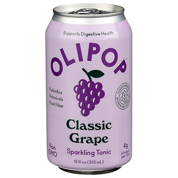Olipop Classic Grape Prebiotic Soda, 12 Fl Oz