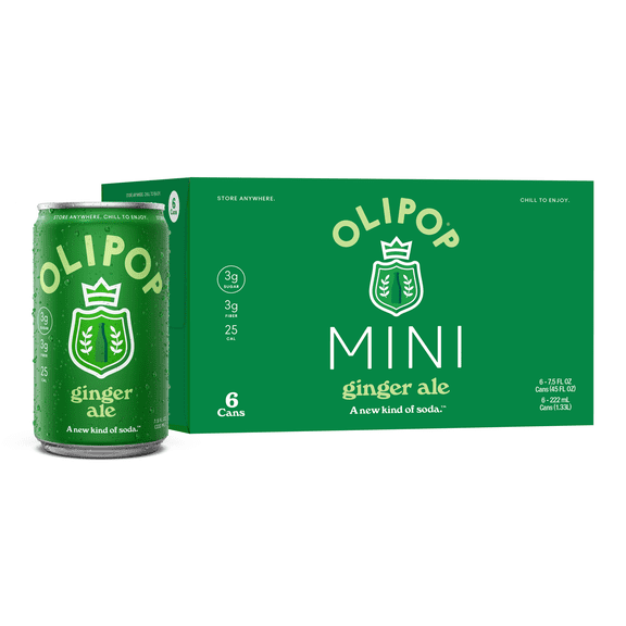 Olipop Minis Prebiotic Soda Pop, Ginger Ale, High Fiber, 7.5 fl oz 6 Pack
