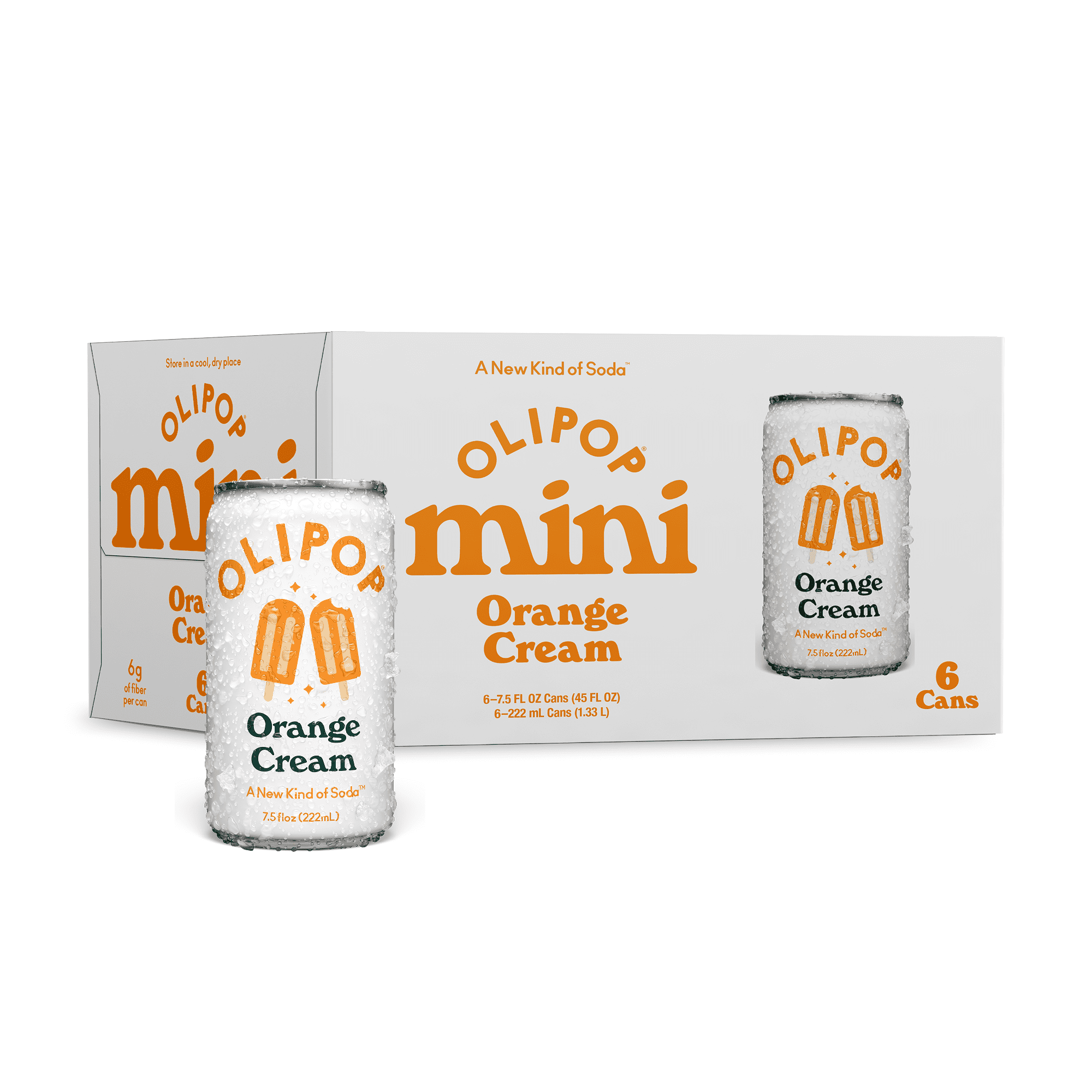 Olipop Minis Prebiotic Soda Pop, Orange Cream, High Fiber, 7.5 fl