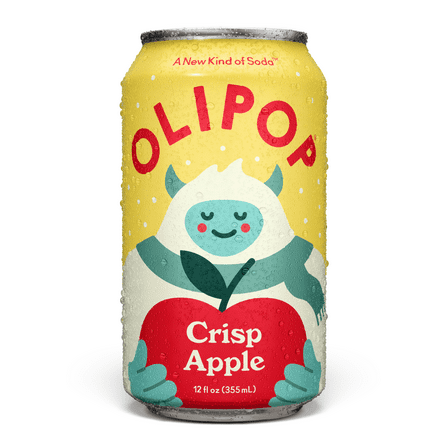 Olipop Prebiotic Soda, Beverages with Prebiotics, Botanicals & Plant Fiber, Crisp Apple, 12 fl oz