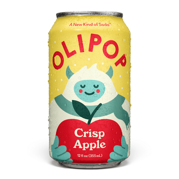 Olipop Prebiotic Soda, Beverages with Prebiotics, Botanicals & Plant Fiber, Crisp Apple, 12 fl oz