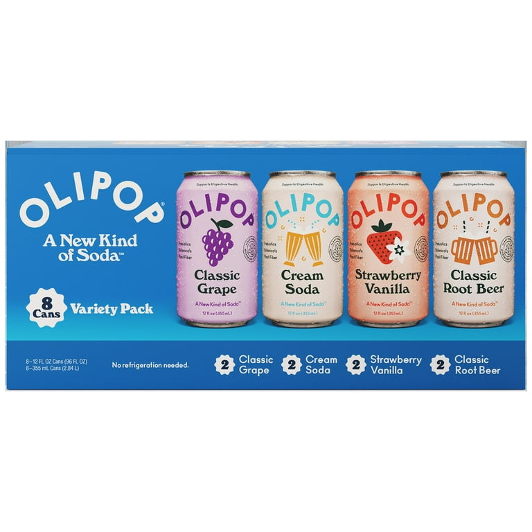 ぼくぼく OLIPOP Prebiotic Soda, Variety Pack, 12 fl oz, 8 Pack - Walmart.com
