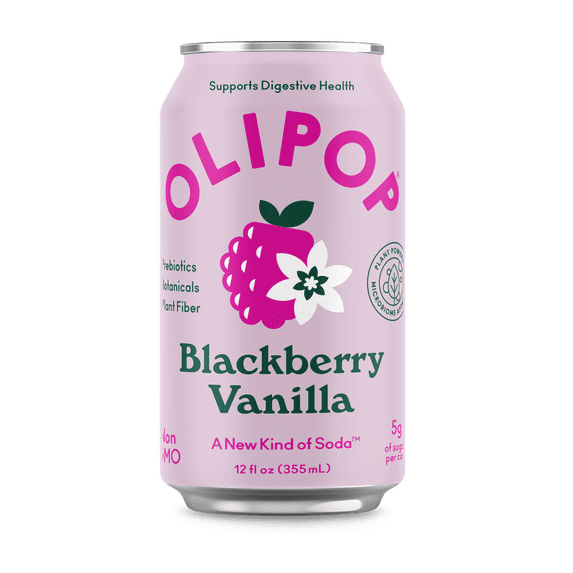 Olipop Prebiotic Soda, Blackberry Vanilla, 12 fl oz, Refrigerated