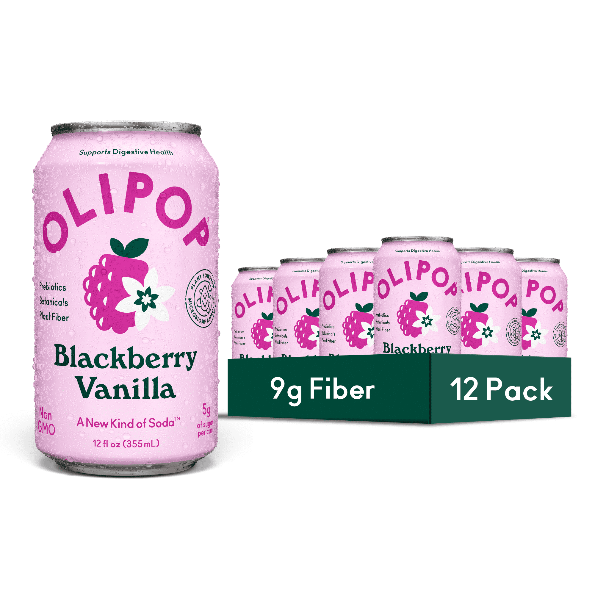 Olipop Prebiotic Soda Pop, Blackberry Vanilla, High Fiber, 12 fl
