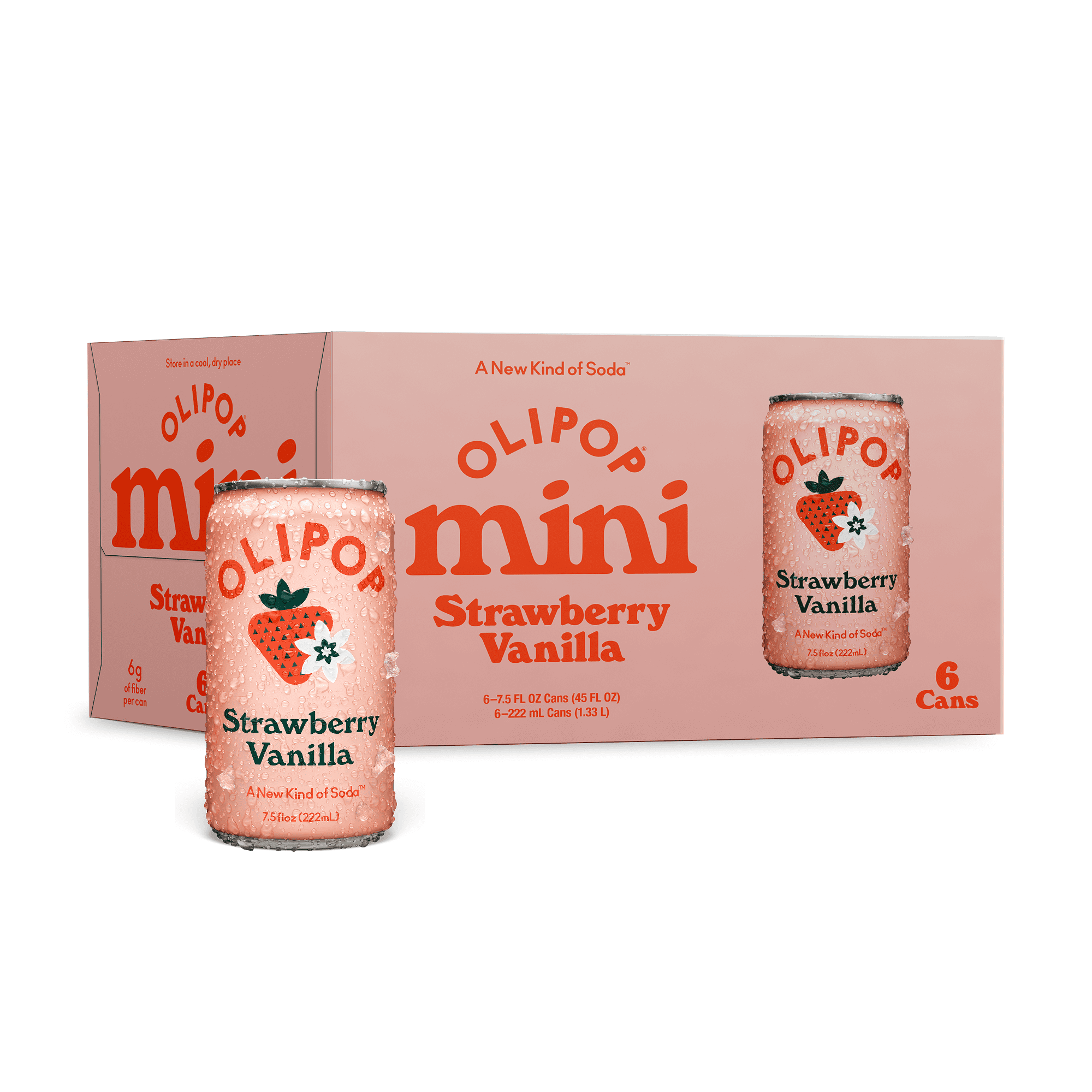 Olipop Minis Prebiotic Soda Pop, Strawberry Vanilla, High Fiber