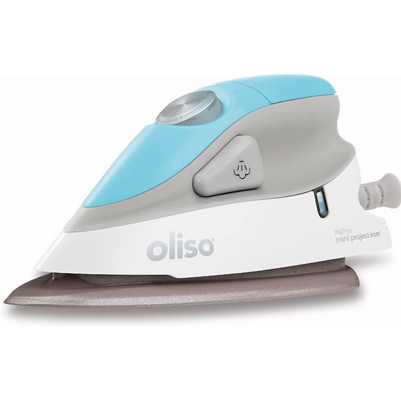 oliso M2Pro Mini Steam Iron with Solemate® – 1000 Watt Dual Voltage Travel Iron for Sewing, Quilting, and Crafting – Ceramic Soleplate, Precision Tip – Turquoise