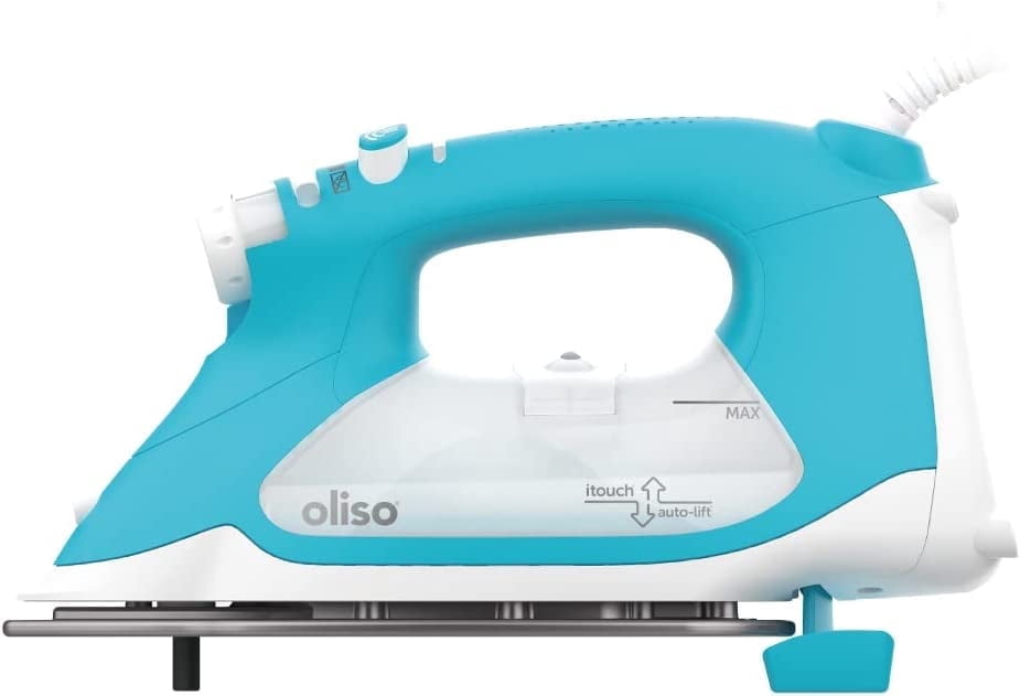 Oliso TG1600 Pro Plus 1800 Watt SmartIron with Auto Lift - for Clothes, Sewing, Quilting and Crafting Ironing | Diamond Ceramic-Flow Soleplate Steam Iron, Turquoise