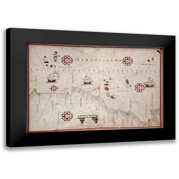 Oliva, Joan 14x11 Black Modern Framed Museum Art Print Titled - Portolan map of the African Coast