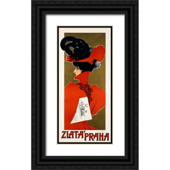 Oliva, Viktor 17x32 Black Ornate Wood Framed with Double Matting Museum Art Print Titled - Zlata Praha