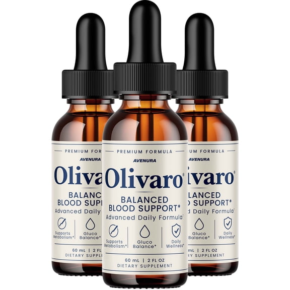 Olivaro Drops – Advanced Formula Natural Blend Blood Support Liquid Supplement, 3 Pack, 3 Month Supply