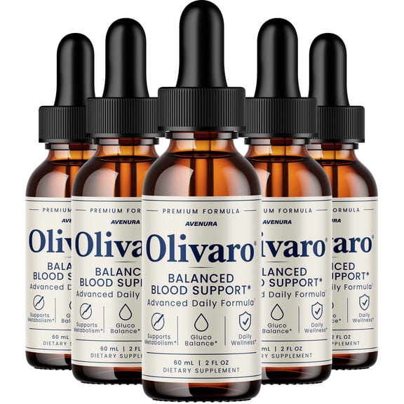 Olivaro Drops – Advanced Formula Natural Blend Blood Support Liquid Supplement, 5 Pack, 5 Month Supply
