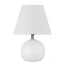 Olive 11.57 in. White/Satin Brass Finish Contemporary Standard Bulb Jar Table Lamp for home with White Linen Shade