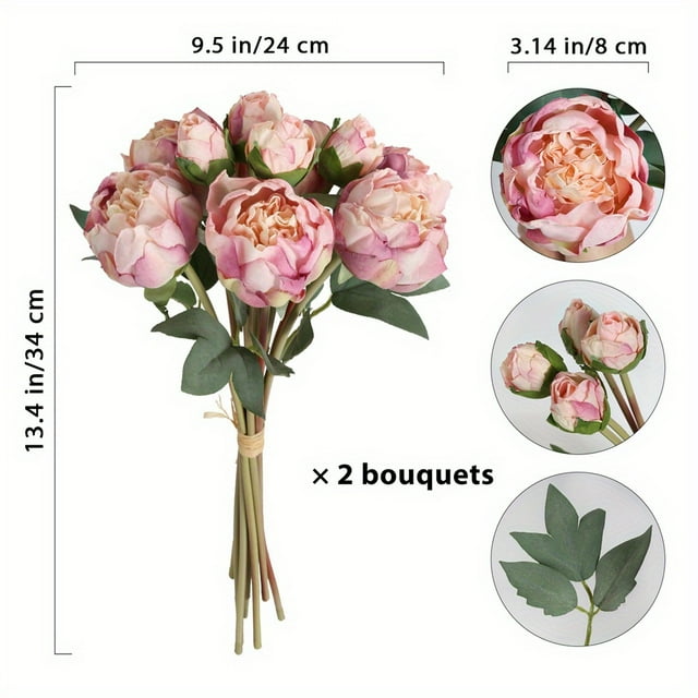 Olive 20Heads 13.4 in Artificial Peony Bouquet 20 Heads Dried Peony