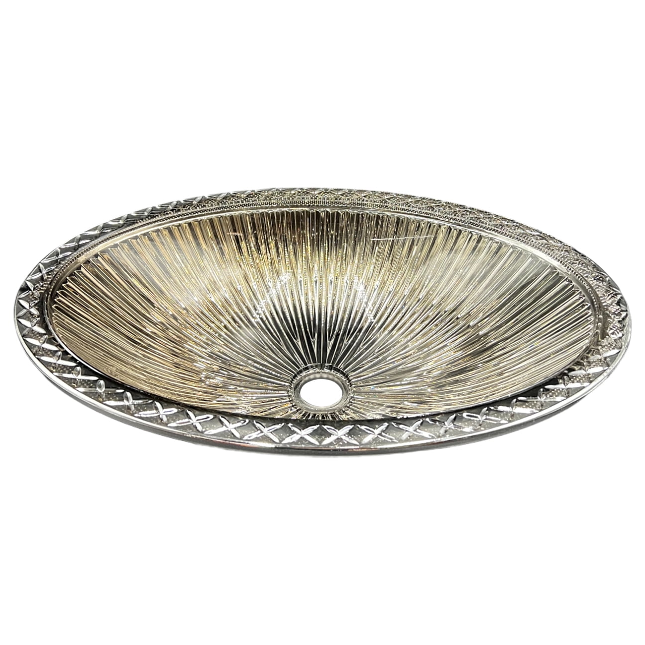 Olive 22" Silver Tempered Glass Oval Bathroom Vessel Sink