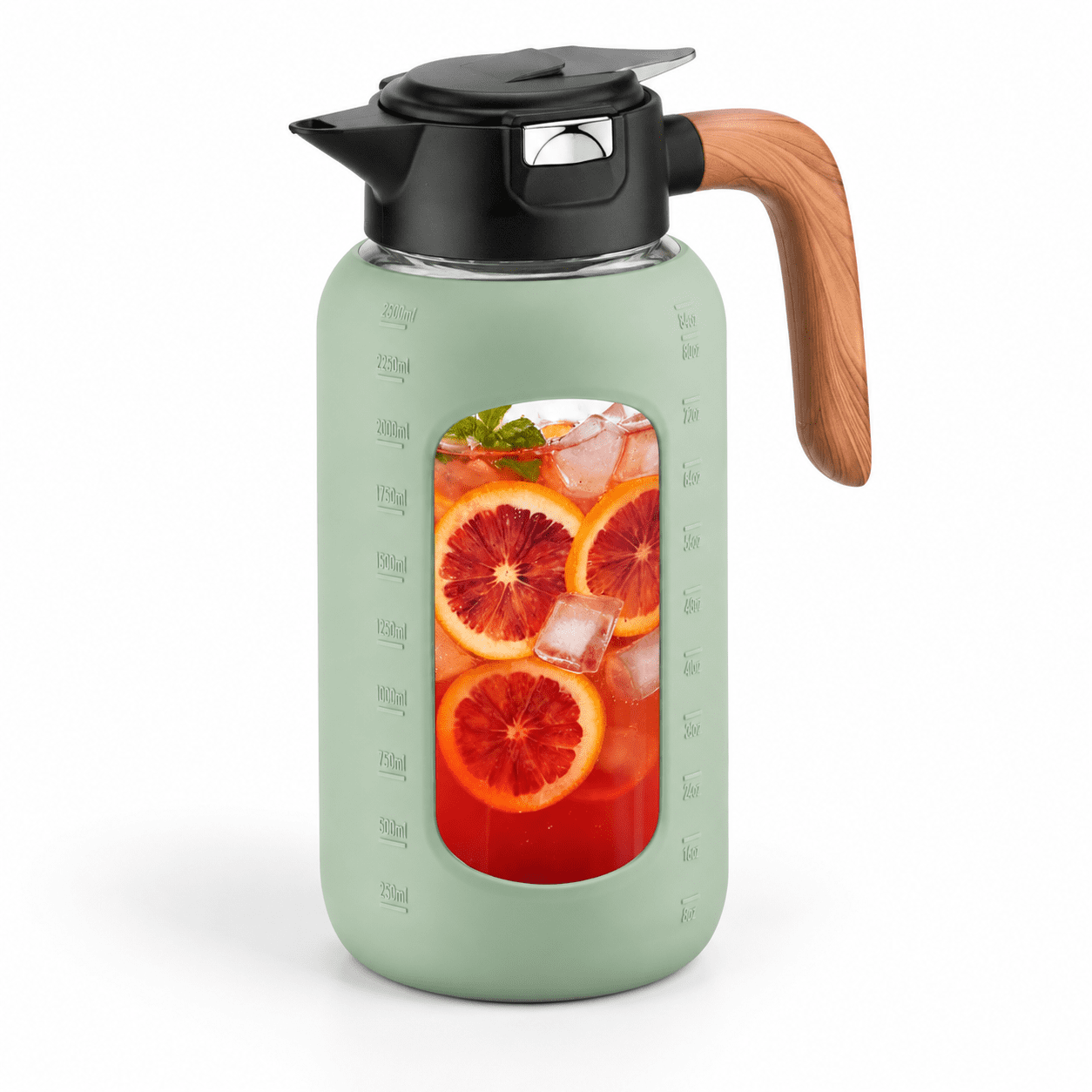 Olive 84 Ounces Glass Pitcher with Lid and Handle for Hot and Cold ...