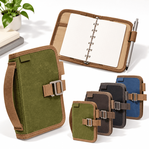 Notebook Refiil Olive A7 Binder, 6-Ring Water-resistant Waxed Canvas Lay-flat Refill ...