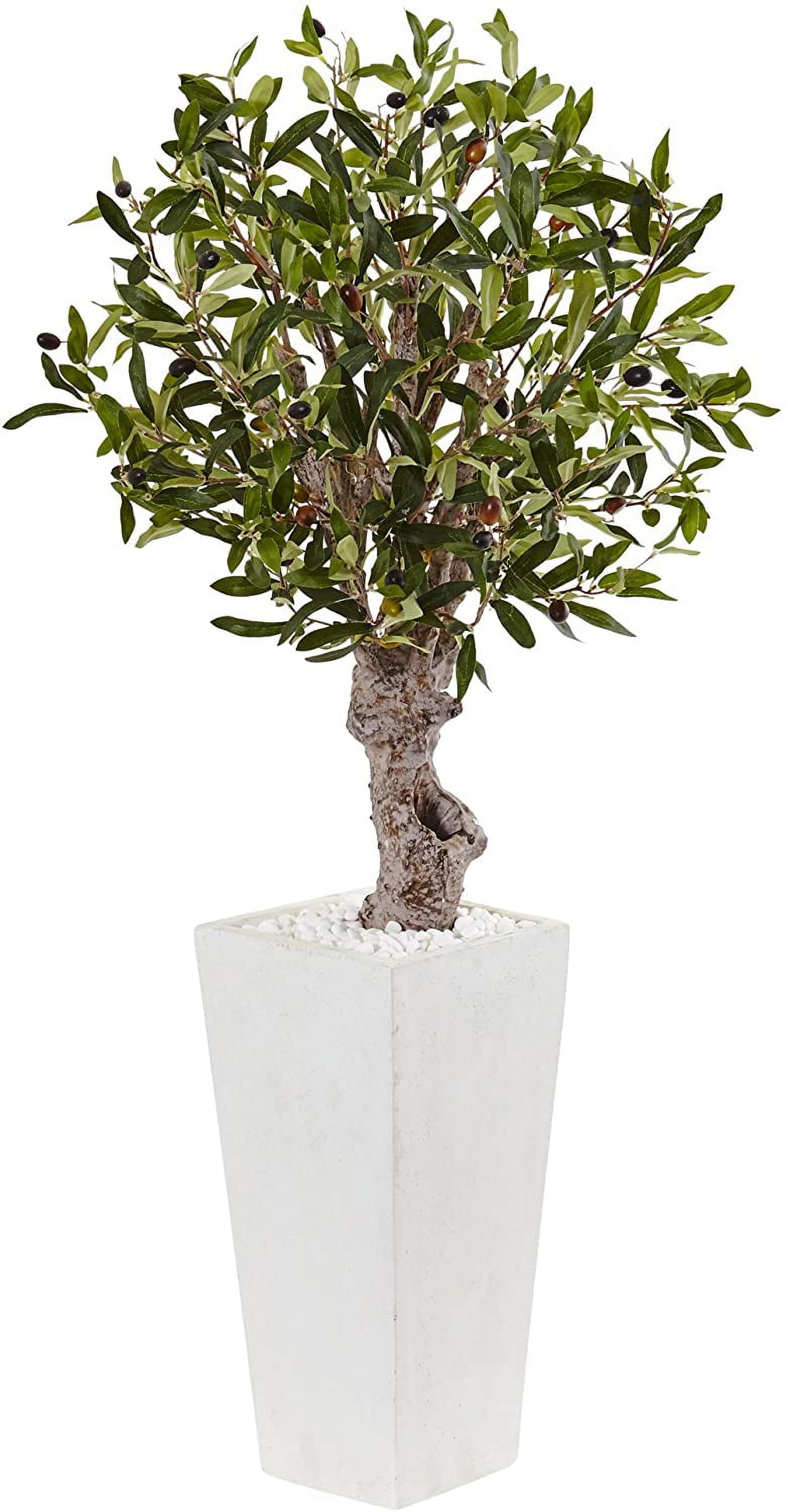 Olive Artificial Tree in White Tower Planter