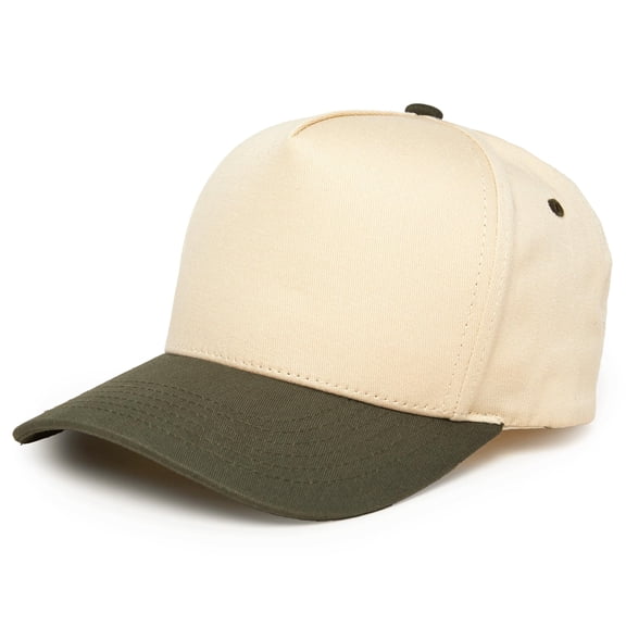 Funky Junque Trucker Hat – Vintage Two-Tone Snapback Baseball Cap - Olive/Beige
