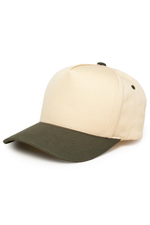 Trucker Hat – Vintage Two-Tone Snapback Baseball Cap - Olive/Beige