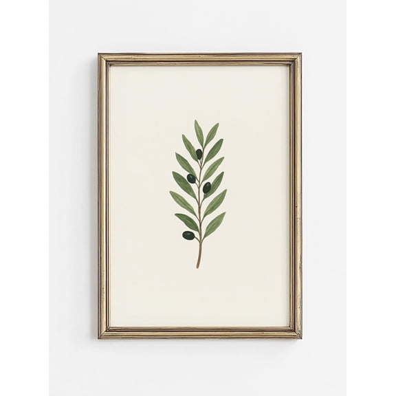 Olive Branch Minimalist Art | Mediterranean Kitchen Decor | Neutral Botanical Wall Art | Rustic Farmhouse | Nature Print Unframed Paper Print
