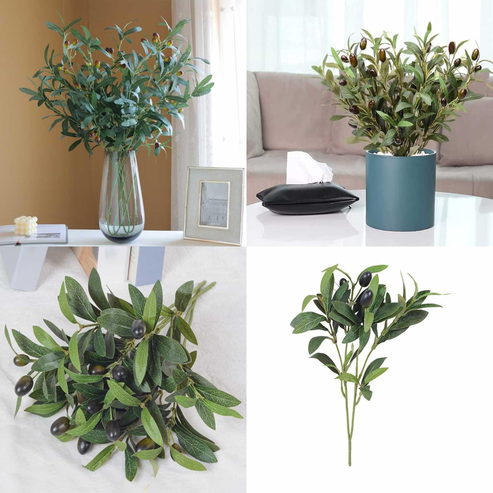 Olive Branches Artificial Greenery Stems Olive Leaves Fruits Silk
