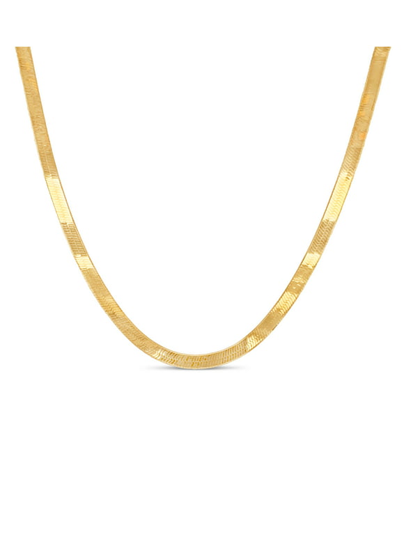 Olive & Chain 14k Gold Plate Flexible Herringbone Chain Necklace 3mm 16inches for Women