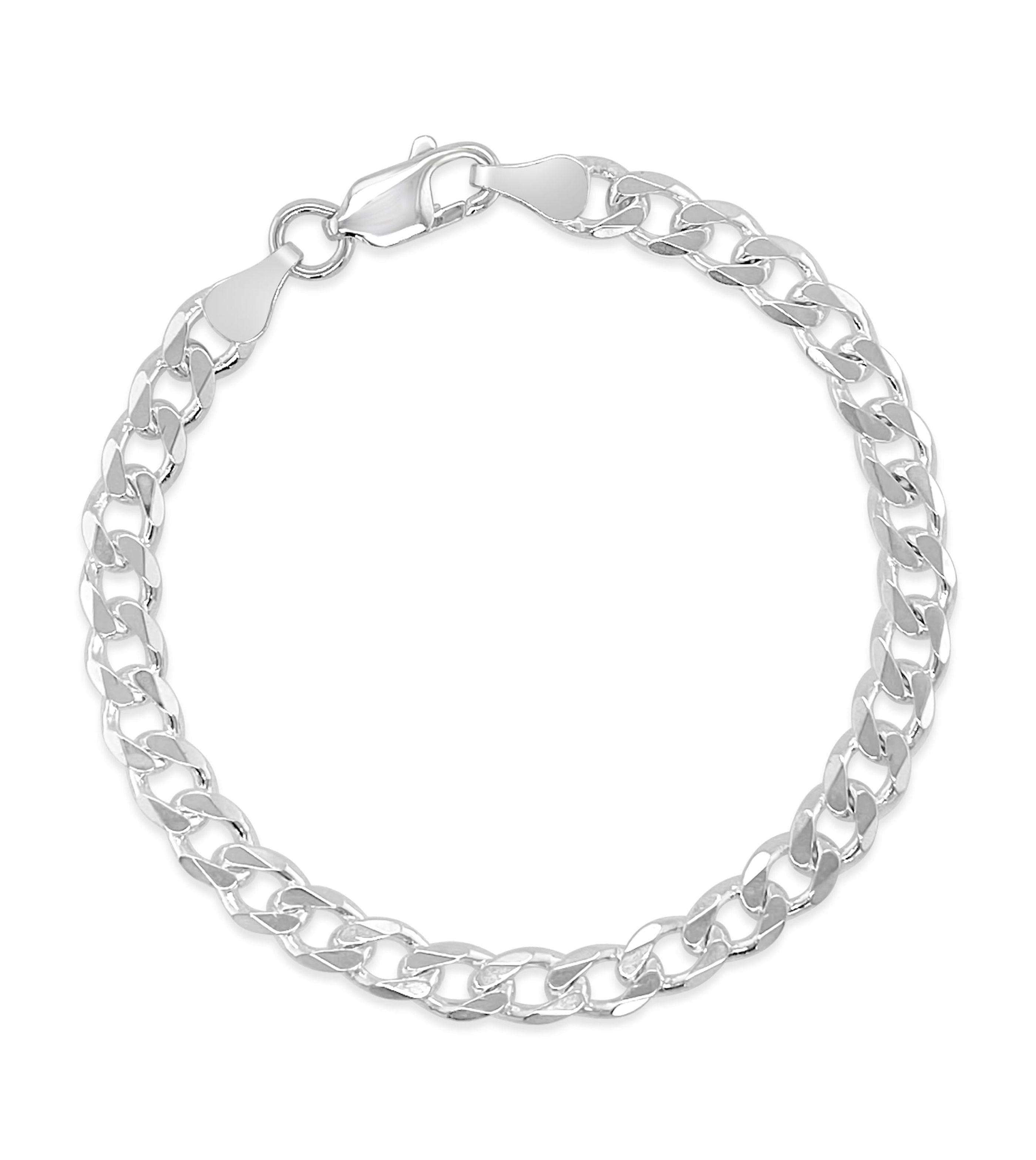 Olive & Chain 925 Sterling Silver Curb Link Chain Bracelet 2mm 7 inch ...