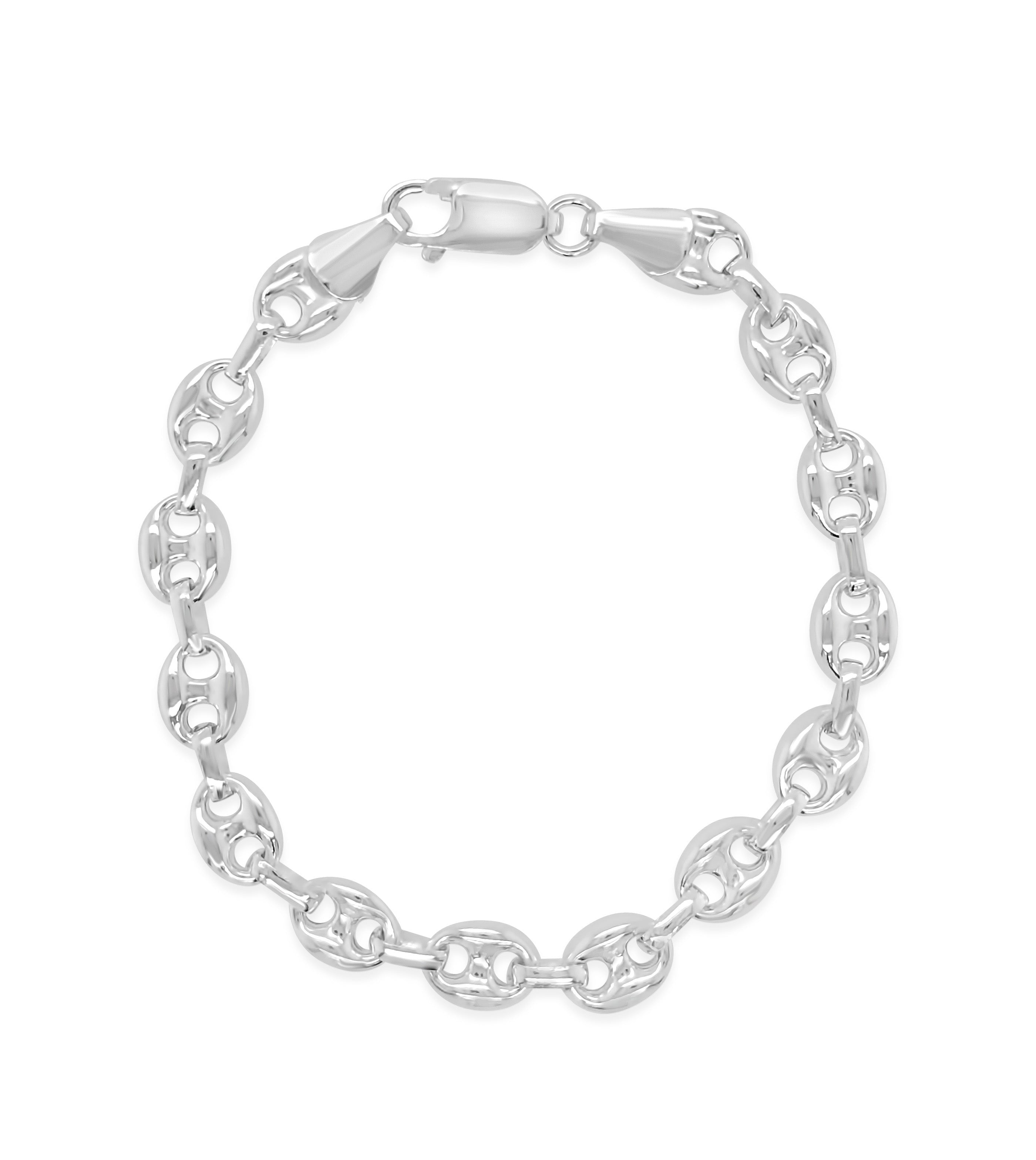 Olive & Chain 925 Sterling Silver Puffed Mariner Bracelet
