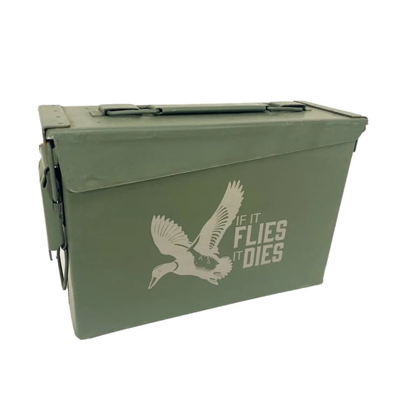 AMMO CAN MAN One (1) Laser Engraved "IF IT FLIES IT DIES" Grade 1 Ammo Can with or w/o Lock Kit - 50 Cal