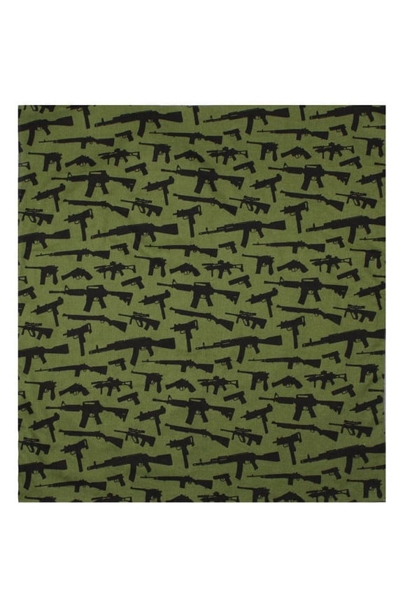 2814 Gun Pattern Bandana, Olive Drab