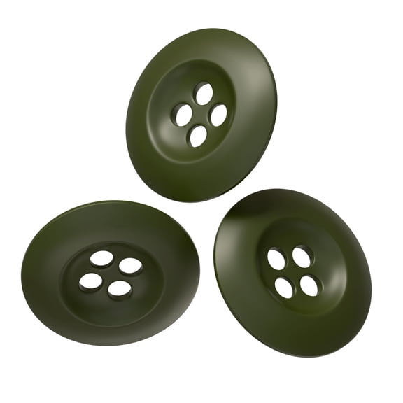 Olive Drab Sewing Buttons 0.75 inch 100 Pcs Army Military Buttons 30L Round 4 Hole Polished Matte Finish Diameter 19mm Plastic Ideal for Military Uniforms Pants Jacket Bags Accessories Crafts DIY