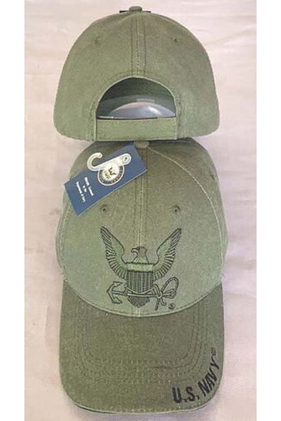 Olive Drab Vintage US Navy Eagle Crest Low Profile Adjustable Baseball Cap