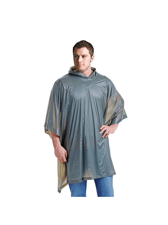 Olive Drab Vinyl Rain Poncho: Waterproof, Lightweight, Reusable Hooded Raincoat, One Size Fits All (52"x80"), Welded Seams, Ideal for Camping, Outdoor Activities & Travel.