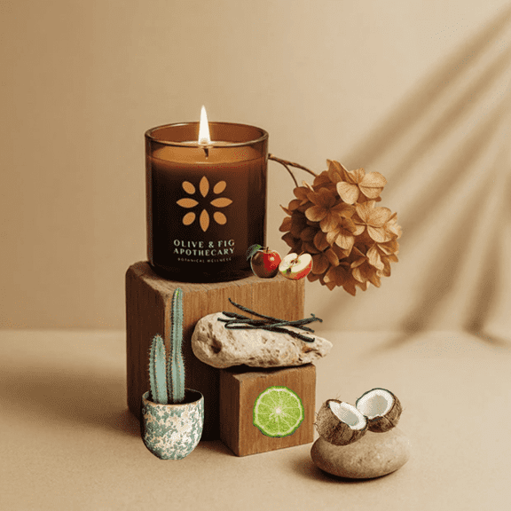 Olive & Fig Apothecary Driftwood Bloom Scented 2-wick Frosted 11 oz candle