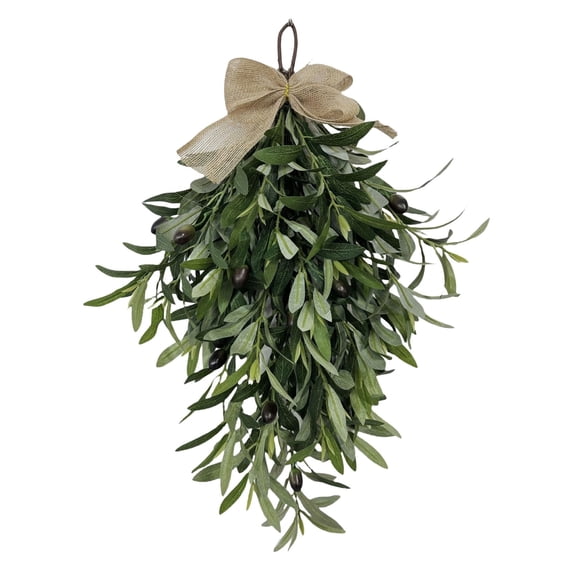 XEAZON Olive Floral Swag, 23.62in Artificial Greenery Olive Wreath, Wall Mounted Green Swag Wreath, Greenery Swags for Party Wall Garden Holiday Wedding Indoor Outside Home Decoration