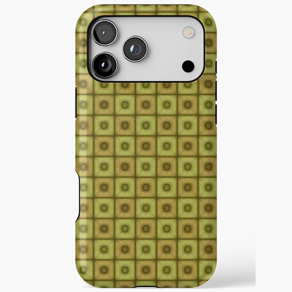 Olive Gimblet Green Pouf Tiles Chess Grid Tough iPhone Case 11 to 17 Pro Max