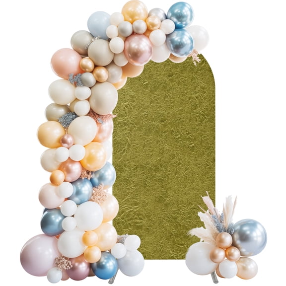 Olive Gold Arch Backdrop Cover 4 FT Vintage Wrinkled Parchment Fibrous Texture Stretchy Elastic Arch Stand Covers Spandex Arched Background Birthday Wedding Party Decoration (No Stand)