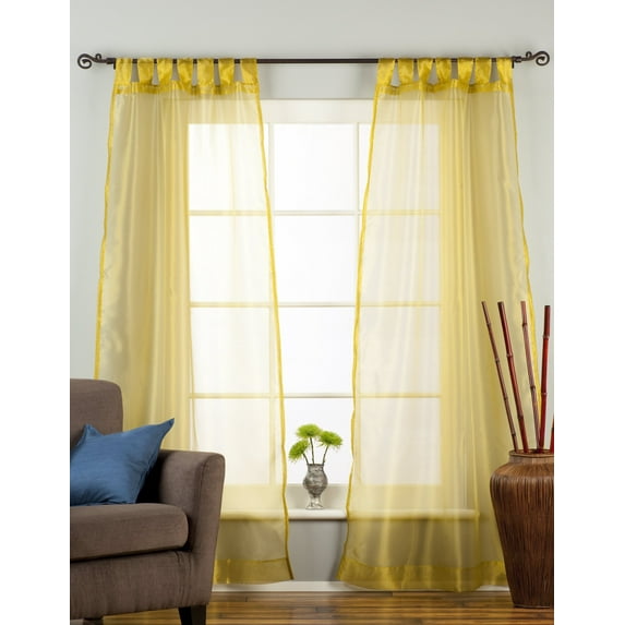 Olive Gold Tab Top Sheer Tissue Curtain / Drape / Panel - 84" - Piece