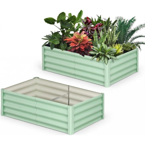 Olive Green 2-Pack Galvanized Raised Vegetable Garden Beds