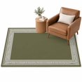 Olive Green Abstract Art Area Rug 3'x5', Geometric Greek Key Country ...