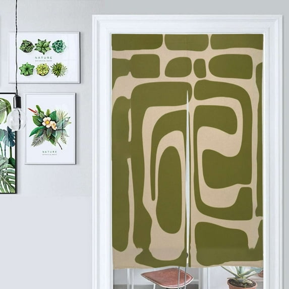 Olive Green Abstract Art Print Door Curtain Nordic Living Room DoorCurtain Porch Partition Curtain Kitchen Rative Half Curtain