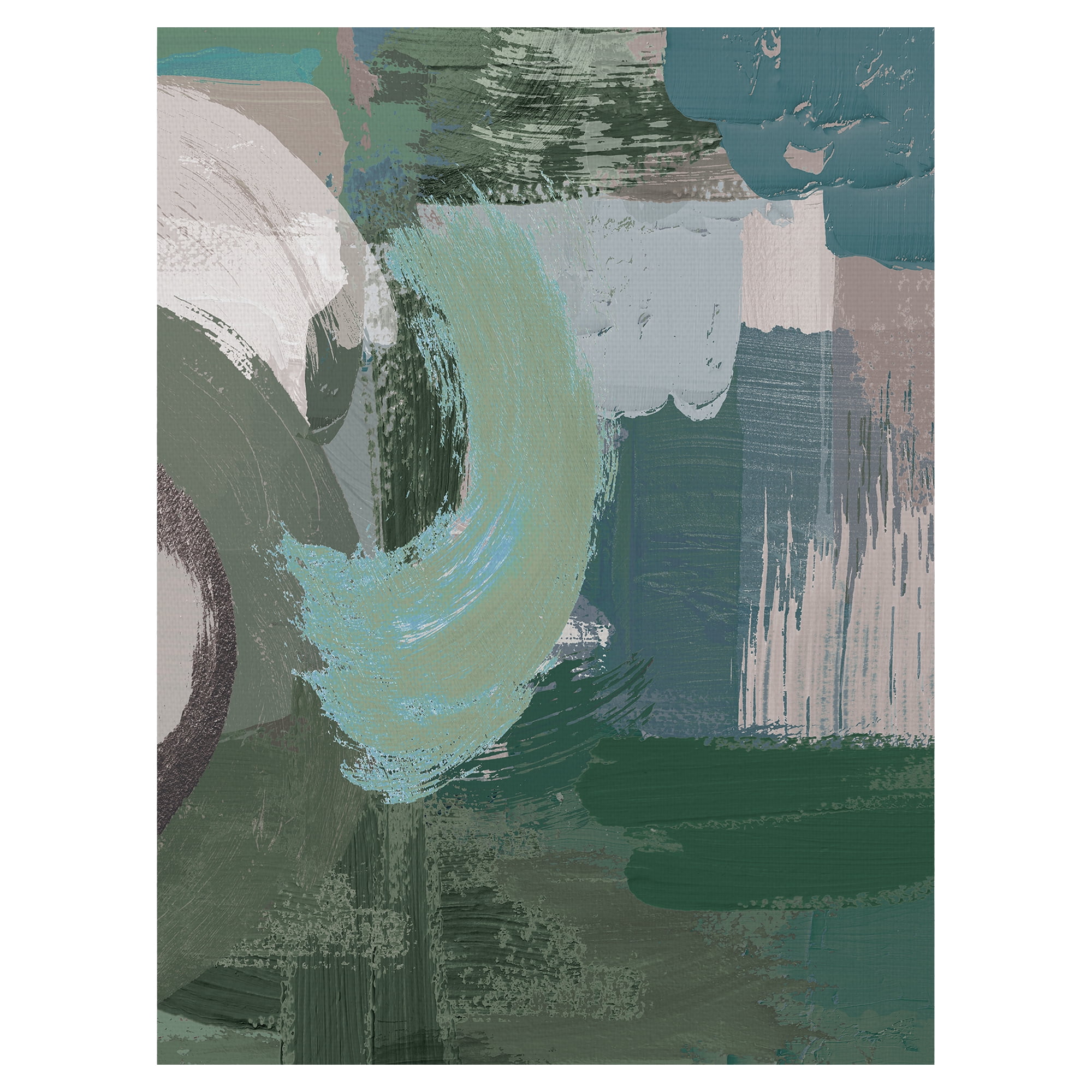 Olive Green and Teal Abstract Canvas Art for Kids Room