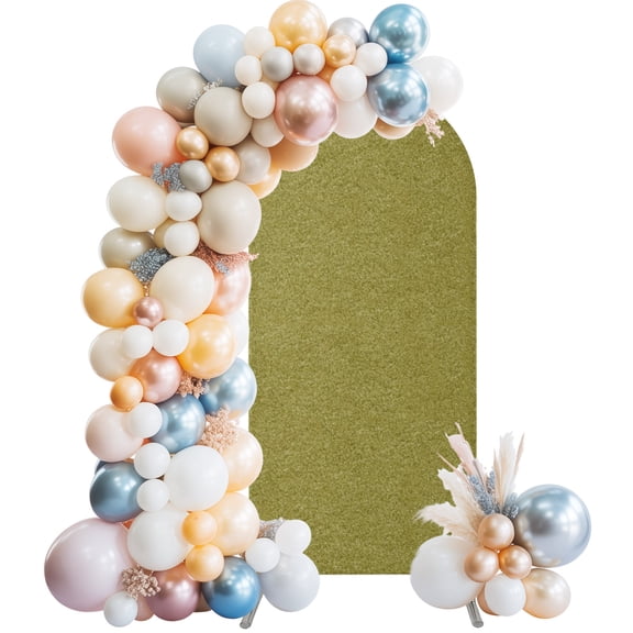 Olive Green Arch Backdrop Cover 4 FT Country Pastoral Vintage Minimalist Abstract Grain Stretchy Elastic Arch Stand Covers Spandex Arched Background Birthday Wedding Party Decoration (No Stand)