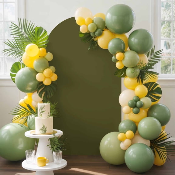Olive Green Arch Backdrop Cover, 6.6FT, Solid Color Spandex Arch Covers Double-Sided Backdrop for Wedding Birthday Party Photo Background Decoration