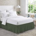 thumbnail image 1 of Olive Green Bed Skirt King Size 16 Inch Drop, Deep Green Color Solid Background Autumnal Rustic Farmhouse Adjustable Elastic Dust Ruffles Bedskirt for King Bed Wrap Around Pleated Mattress Cover, 1 of 9