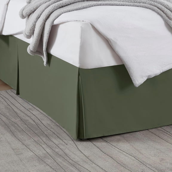 Olive Green Bed Skirt Queen Size - Queen Bed Skirt 14 Inch Drop - Brushed Microfiber Bed Skirts - Hotel Quality Pleated Bed Skirt - Shrinkage & Fade