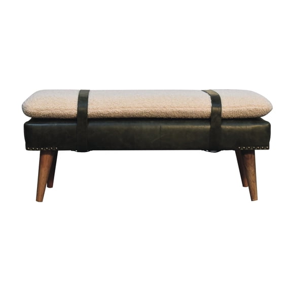 Olive Green Buffalo Hide Boucle Bench / Bedroom Styling Option